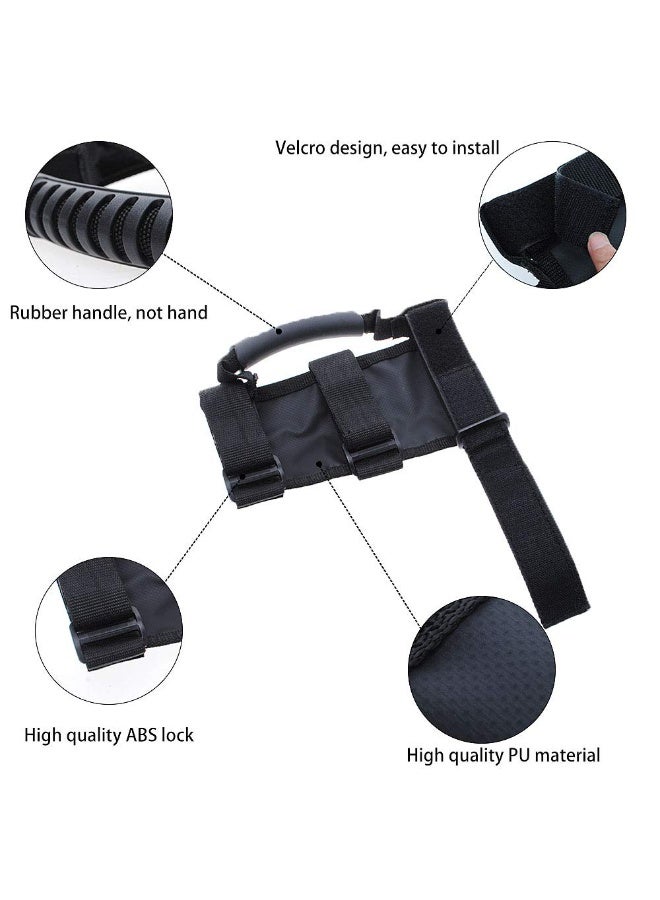 KISSUN 4X Roll Bar Grab Handles for Jeep Wrangler, Fit for 1955-2021 Jeep Wrangler YJ CJ TJ JK JKU JL JLU & Gladiator JT Sports Sahara Freedom Rubicon X & Unlimited X 2/4 Door Roll Bar (Black) - Image 4